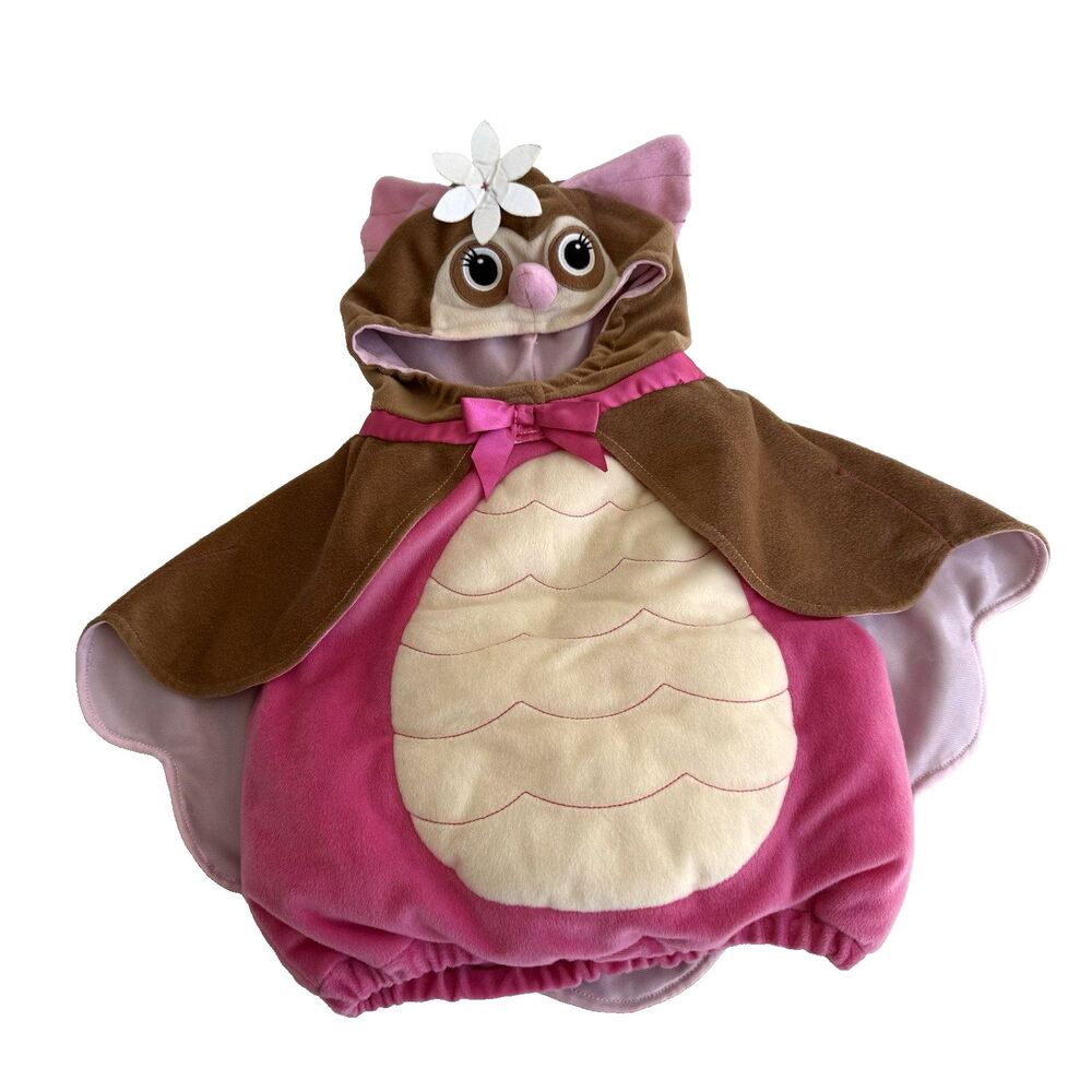 KOALA KIDS OWL BROWN PINK BOW FLORAL HALLOWEEN COSTUME HOODED CAPE 9 MONTH